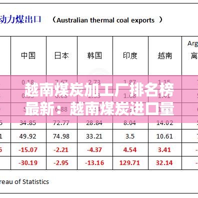 越南煤炭加工厂排名榜最新：越南煤炭进口量 