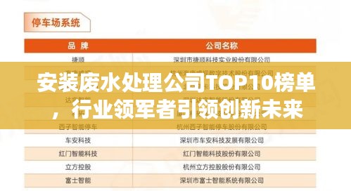 安装废水处理公司TOP10榜单，行业领军者引领创新未来