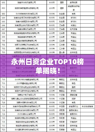 永州日资企业TOP10榜单揭晓！
