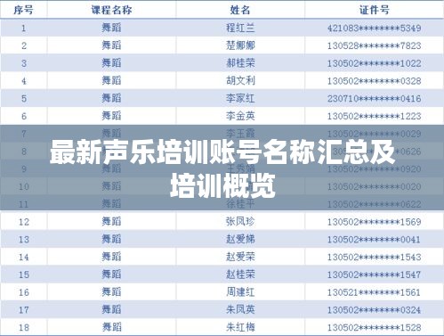 最新声乐培训账号名称汇总及培训概览