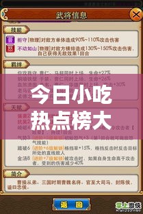 今日小吃热点榜大揭秘，最新排名一网打尽