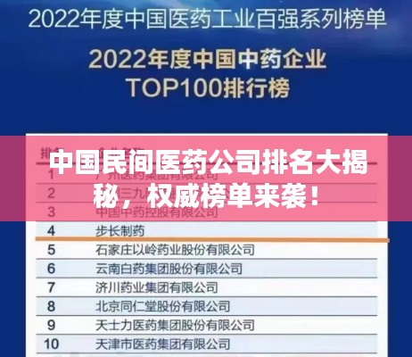 中国民间医药公司排名大揭秘，权威榜单来袭！
