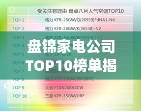 盘锦家电公司TOP10榜单揭晓，热门品牌竞争激烈，排名大揭秘！