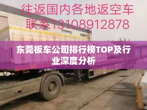 东莞板车公司排行榜TOP及行业深度分析