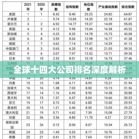 全球十四大公司排名深度解析