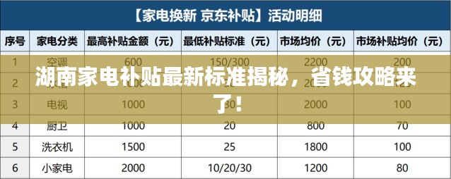 湖南家电补贴最新标准揭秘，省钱攻略来了！