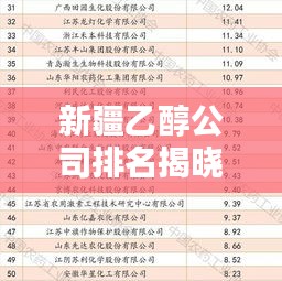 新疆乙醇公司排名揭晓，行业影响力不容小觑
