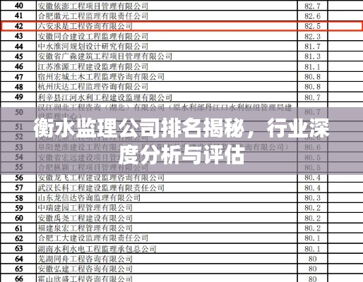 衡水监理公司排名揭秘，行业深度分析与评估