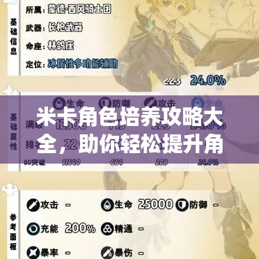 米卡角色培养攻略大全，助你轻松提升角色实力！