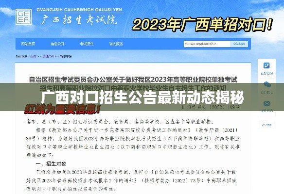 广西对口招生公告最新动态揭秘