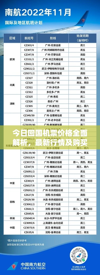 今日回国机票价格全面解析，最新行情及购买指南