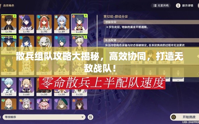 散兵组队攻略大揭秘，高效协同，打造无敌战队！