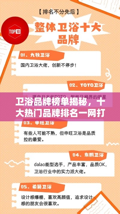 卫浴品牌榜单揭秘，十大热门品牌排名一网打尽