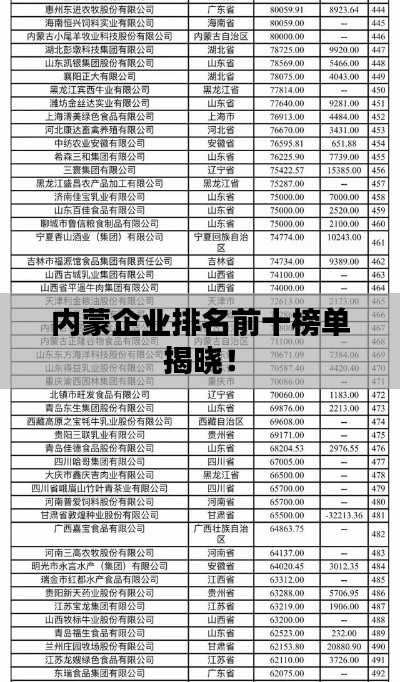 内蒙企业排名前十榜单揭晓！