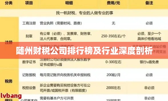 随州财税公司排行榜及行业深度剖析