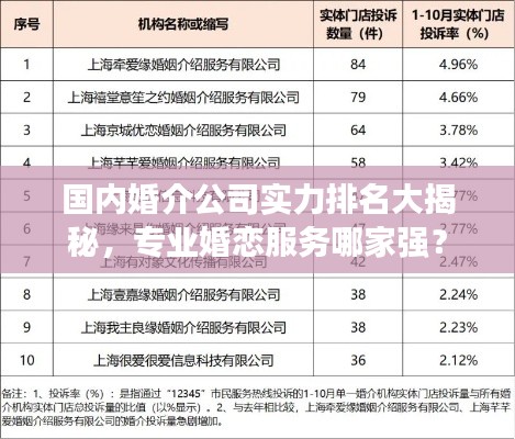 国内婚介公司实力排名大揭秘，专业婚恋服务哪家强？