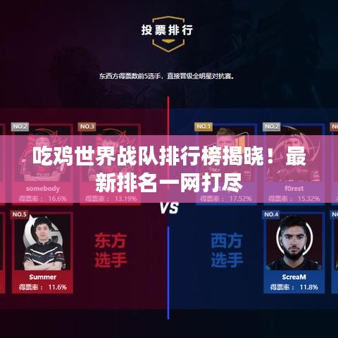 吃鸡世界战队排行榜揭晓！最新排名一网打尽