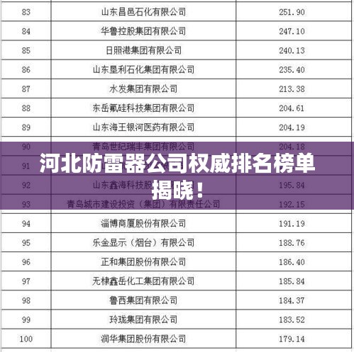 河北防雷器公司权威排名榜单揭晓！