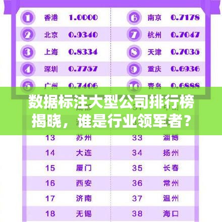 数据标注大型公司排行榜揭晓，谁是行业领军者？