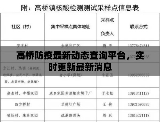 高桥防疫最新动态查询平台，实时更新最新消息
