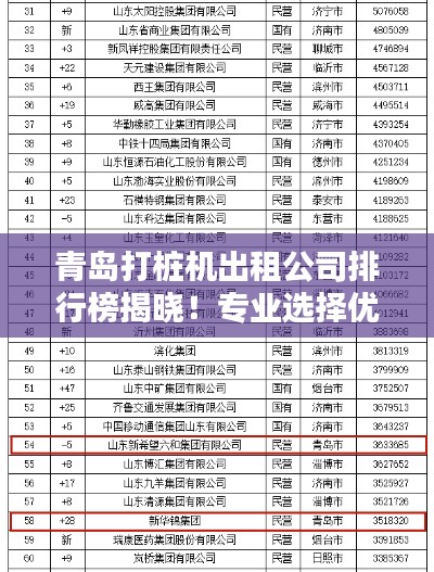 青岛打桩机出租公司排行榜揭晓！专业选择优质企业推荐