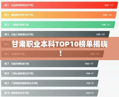 甘肃职业本科TOP10榜单揭晓！