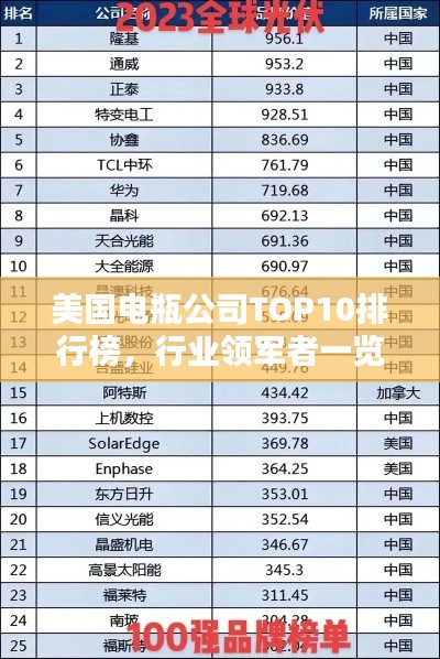 美国电瓶公司TOP10排行榜，行业领军者一览