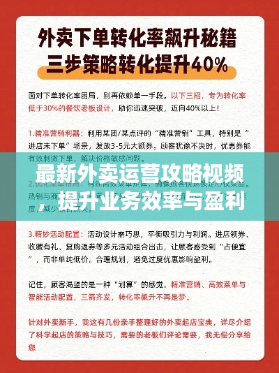 最新外卖运营攻略视频，提升业务效率与盈利的秘诀